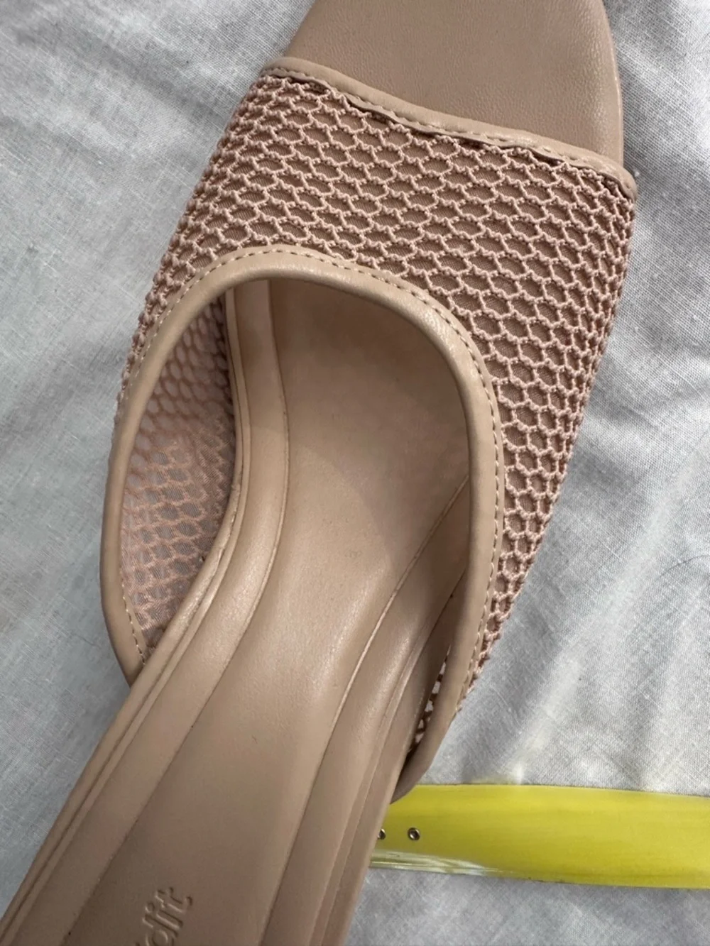 Open Edit Colette Mesh Mule Heels Beige Block Heel Sandals Size 11 - Picture 11 of 11